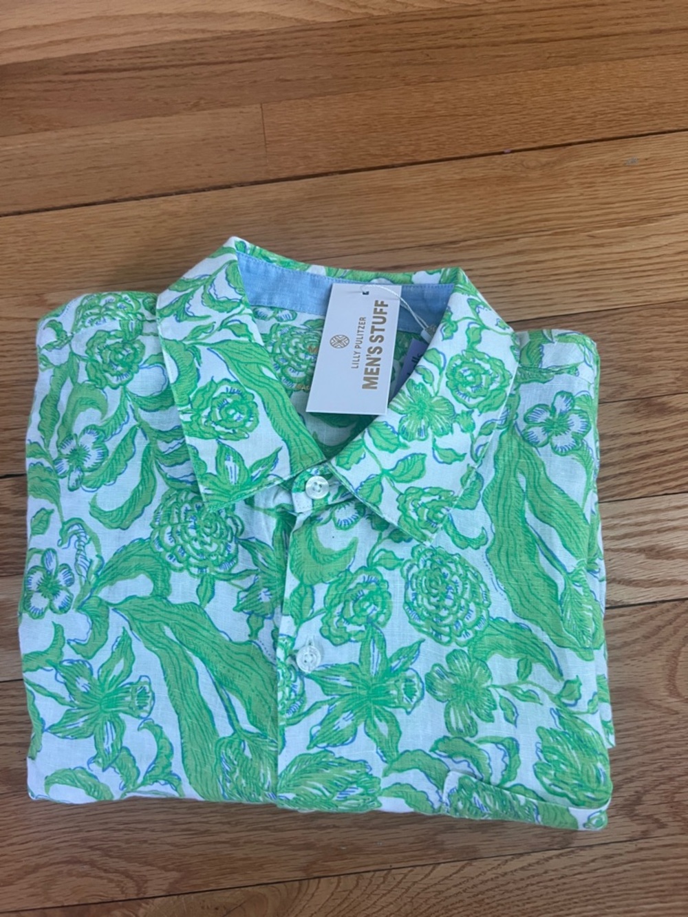 NWT Lilly Pulitzer Men's Stuff Addison Shirt Resort White Lil Daffodil Hill L